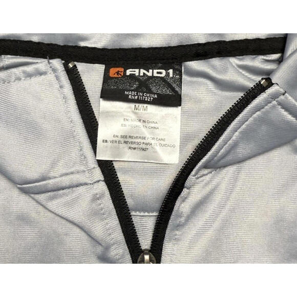 AND1 Full Zip Track Jacket Gray Black Men’s XL Basketball Warm Up Athletic - Picture 4 of 4